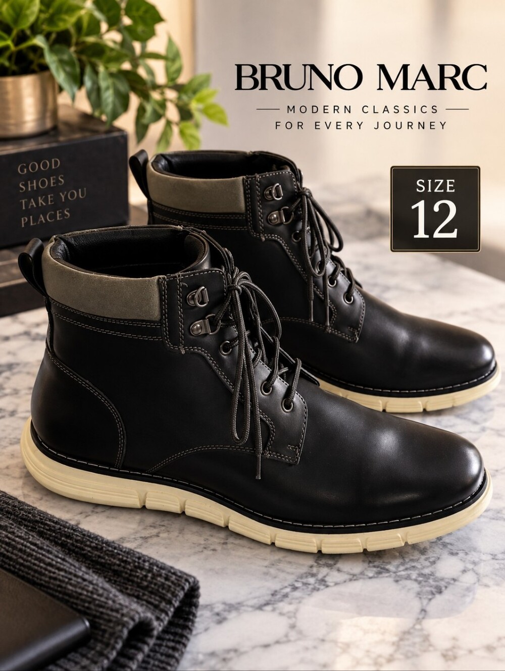 Bruno Marc Mens 12 Black Chukka Boots Dress Casual Lace Up Ankle Boots